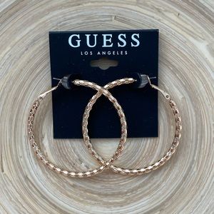 GUESS Gold Textured Hoop Earrings